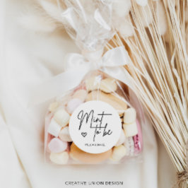 Pegatina Redonda Menta Mínima Moderna Para Ser Favor De La Boda