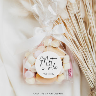 Pegatina Redonda Menta Mínima Moderna Para Ser Favor De La Boda