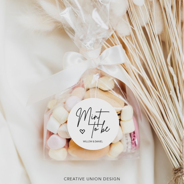 Pegatina Redonda Menta Mínima Moderna Para Ser Favor De La Boda (Subido por el creador)