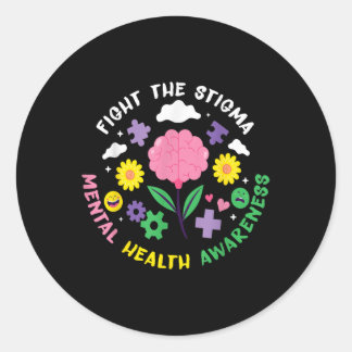 Pegatina Redonda Mental Health Awareness Depression Suicide Prevent