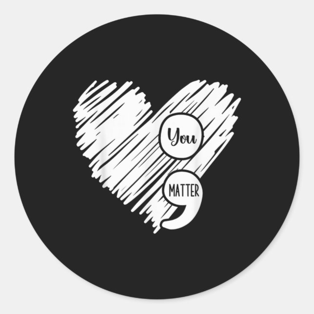 Pegatina Redonda Mental Health Awareness Week Semicolon Suicide Pre (Anverso)