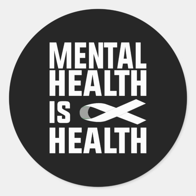 Pegatina Redonda Mental health matters Mental Health Is Health (Anverso)