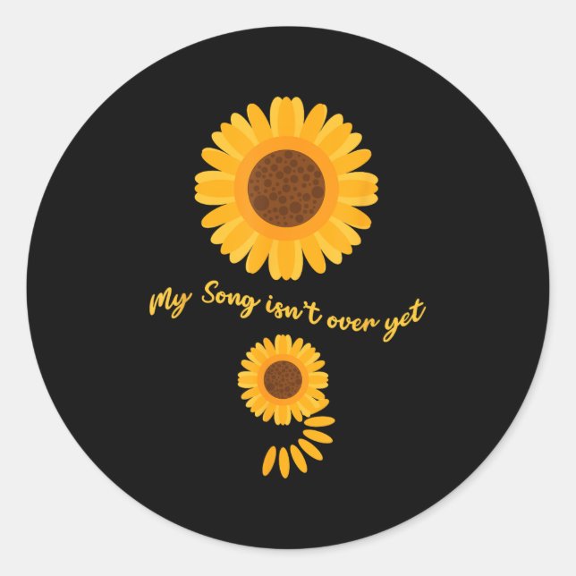 Pegatina Redonda Mental Health Semicolon Sunflower Suicide Preventi (Anverso)