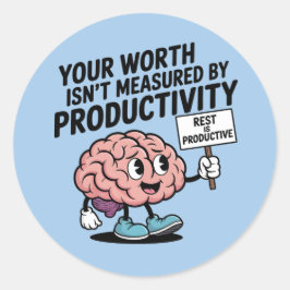 Pegatina Redonda Mental Health Sticker – Self-Care, Rest & Worth