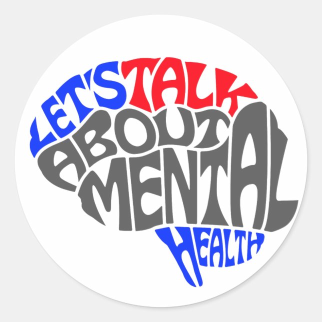 Pegatina Redonda Mentalidad de concientización sobre la salud menta (Anverso)