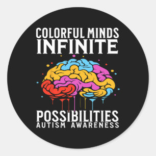 Pegatina Redonda Mentes Coloridas Autismo Sensibilización Niños Apo