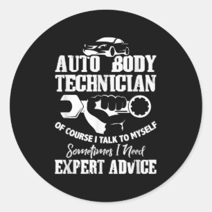 Pegatina Redonda Mentes de Charlian - Técnico de cuerpo automático 