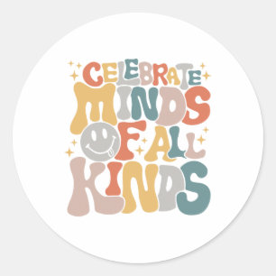 Pegatina Redonda Mentes De Todo Tipo De Conciencia Sobre El Autismo