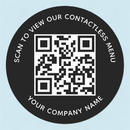 Pegatina Redonda Menú Negro Código QR Pegatinas Ronda Personalizado