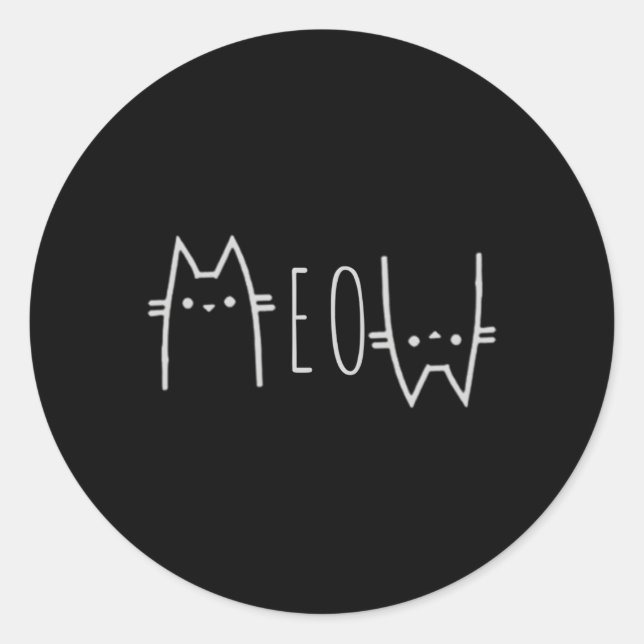 Pegatina Redonda Meow (Anverso)