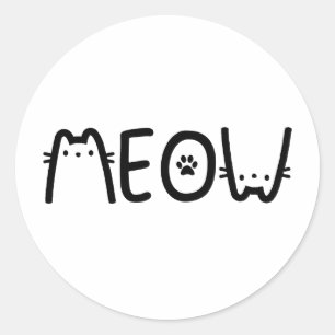 PEGATINA REDONDA MEOW CAT