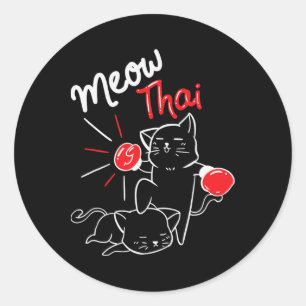 Pegatina Redonda Meow Thai I Muay Thai Boxing I Muay Thai Men Mujer