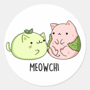 Pegatina Redonda Meowchi Funny Mochi Pun