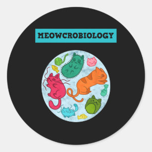Pegatina Redonda Meowcrobiología Ciencia Del Gato - Encajamiento Cl