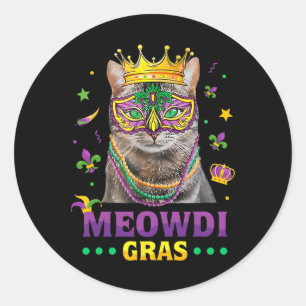 Pegatina Redonda Meowdi Gras Mardi Gras Cat Lover New Orleans Louis
