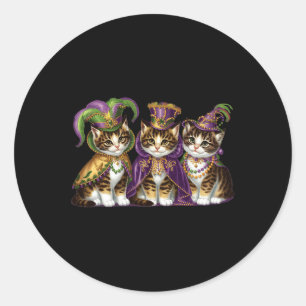 Pegatina Redonda Meowdi Gras Mardi Gras Cat Lover New Orleans Louis