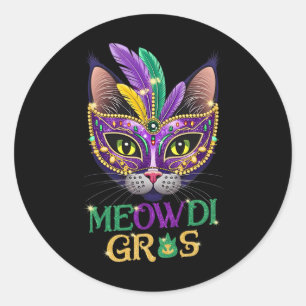 Pegatina Redonda Meowdi Gras Mardi Gras Cat Lover New Orleans Louis