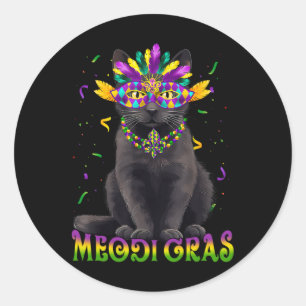 Pegatina Redonda Meowdi Gras Mardi Gras Cat Lover New Orleans Louis