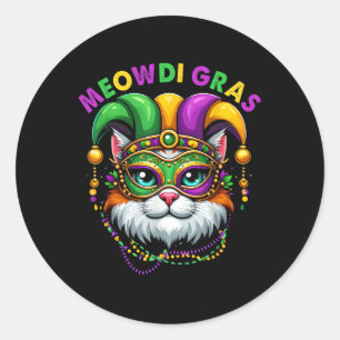 Pegatina Redonda Meowdi Gras Mardi Gras Cat Lover New Orleans Louis