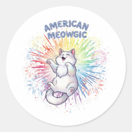 Pegatina Redonda Meowgic norteamericano - Espumosos fuegos artifici