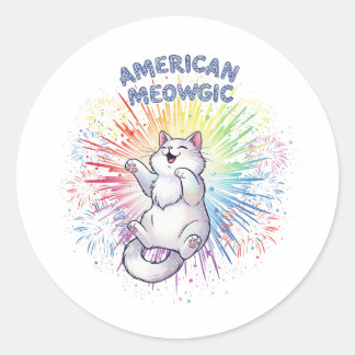 Pegatina Redonda Meowgic norteamericano - Espumosos fuegos artifici