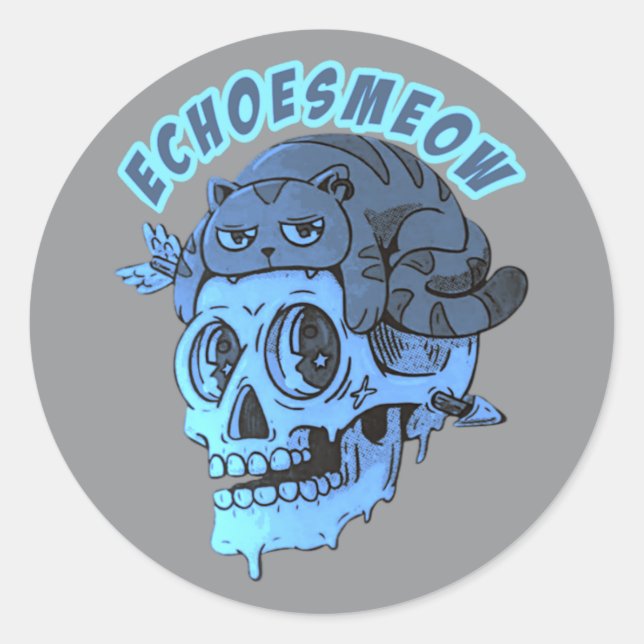 Pegatina Redonda meowgical (Anverso)