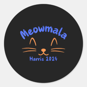 Pegatina Redonda Meowmala Kamala Harris 2024 Gato Lady Por Kamala F