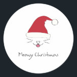 Pegatina Redonda Meowy Christmas Sticker Purfect para las vacacione<br><div class="desc">Pegatinas perfectos para los amantes de los gatos esta temporada de vacaciones.</div>