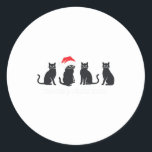 Pegatina Redonda Meowys Navidades Gato negro Sombrero Presente Anim<br><div class="desc">Meowys Navidades Gato negro Sombrero Presente Navidad Animal</div>