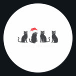 Pegatina Redonda Meowys Navidades Gato negro Sombrero Presente Anim<br><div class="desc">Meowys Navidades Gato negro Sombrero Presente Navidad Animal</div>