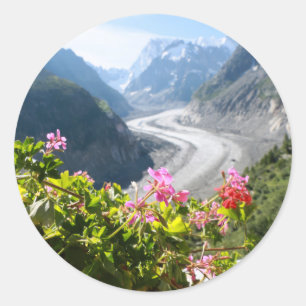 Pegatina Redonda Mer de Glace - Chamonix Francia