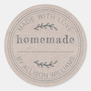 Pegatina Redonda Mercadería casera hecha con harina de productos ca