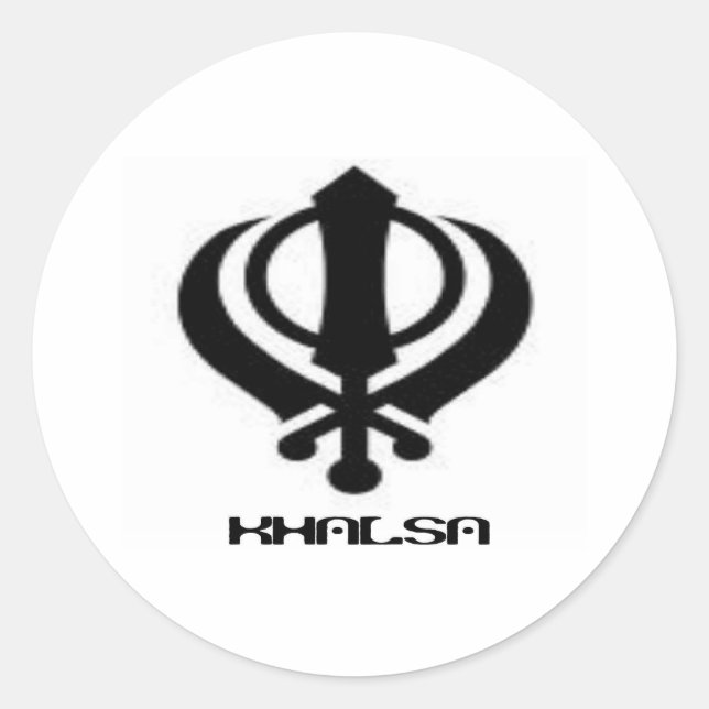 Pegatina Redonda Mercadería de diseño Punjabi Khanda Sikh Khalsa (Anverso)