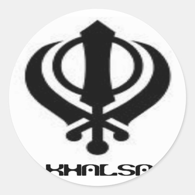 Pegatina Redonda Mercadería de diseño Punjabi Khanda Sikh Khalsa (Anverso)