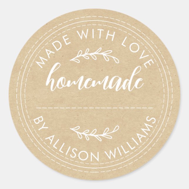 Pegatina Redonda Mercaderías caseras rusas improvisadas atascan can (Anverso)