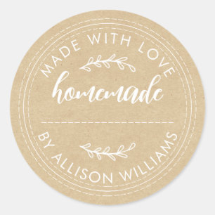 Pegatina Redonda Mercaderías caseras rusas improvisadas atascan can