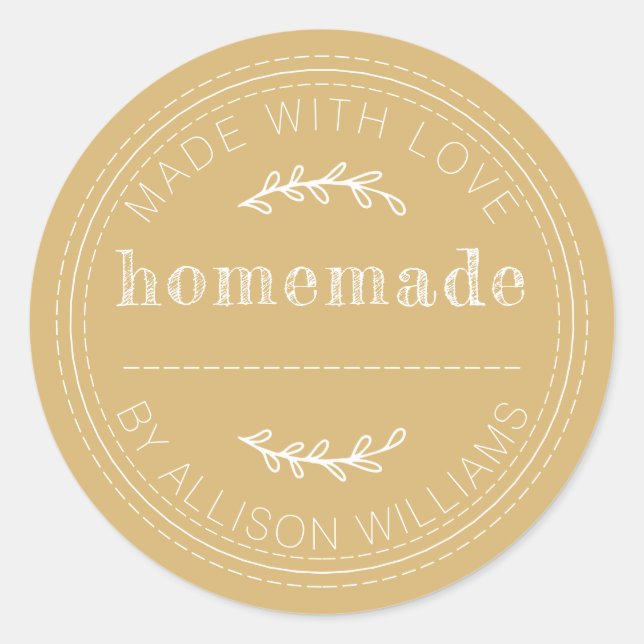 Pegatina Redonda Mercaderías Rusas Caseras Horneadas Atasco Puede O (Anverso)