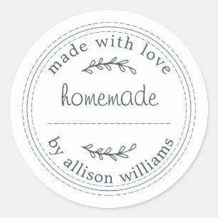 Pegatina Redonda Mercaderías Rusas Caseras Horneadas Jam Can White