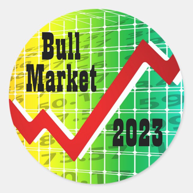 Pegatina Redonda Mercado alcista 2023 (Anverso)