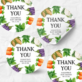 Pegatina Redonda Mercado de agricultores Baby Shower de producción 