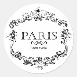 Pegatina Redonda mercado de flores de París