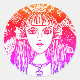 PEGATINA REDONDA MERCADO GÓTICO, FANTASÍA DEL MAR NEGRO WHIMSY CLA