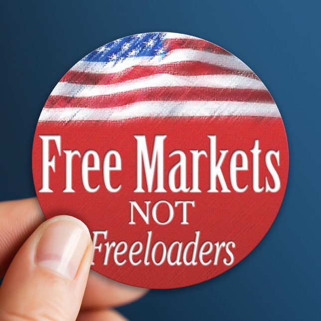 Pegatina Redonda Mercados libres... No es un Freeloader (Patriotic Sticker)