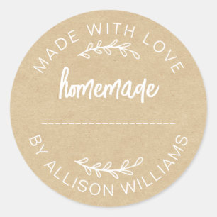 Pegatina Redonda Mercancías horneadas caseras improvisan a las coci