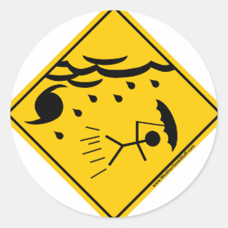 Pegatina Redonda Mercancías y ropa de advertencia meteorológica por