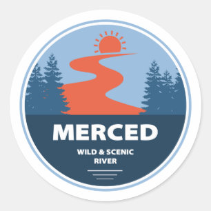 Pegatina Redonda Merced Wild And Scenic River California