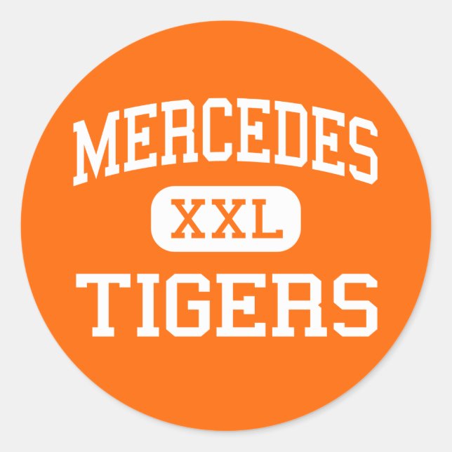 Pegatina Redonda Mercedes - Tigres - Junior - Mercedes Texas (Anverso)