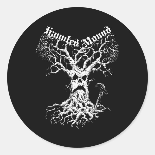 Pegatina Redonda Merch Semataria. Diseñar Un Árbol Fantasma. Haunte (Anverso)