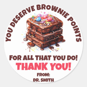 Pegatina Redonda ¡Mereces Puntos Brownie! Gracias regalo