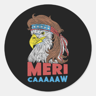 Pegatina Redonda Meri-caaaaw - Eagle Mullet 4 De Julio Eeuu Americ